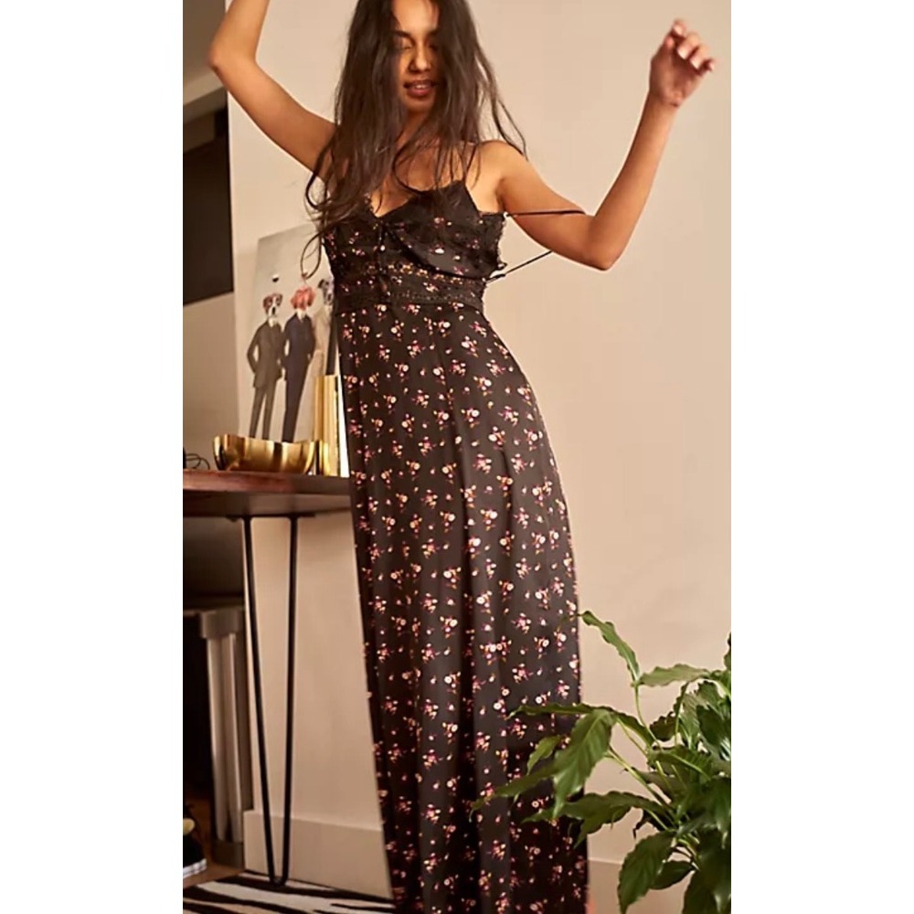 Intimately by Free People Out and About Maxi Slip Dress dark floral print XS